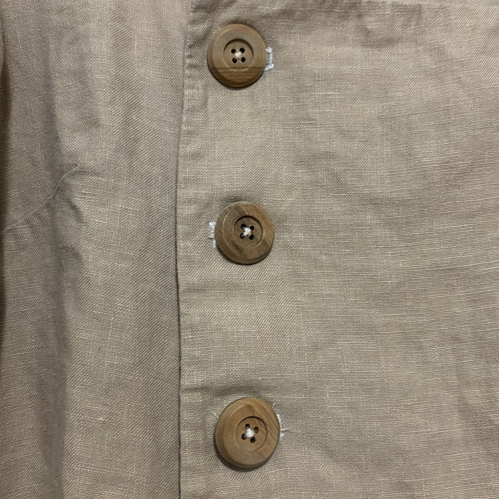 Handmade Button-Front Square Neck Linen Top - Picture 2 of 5
